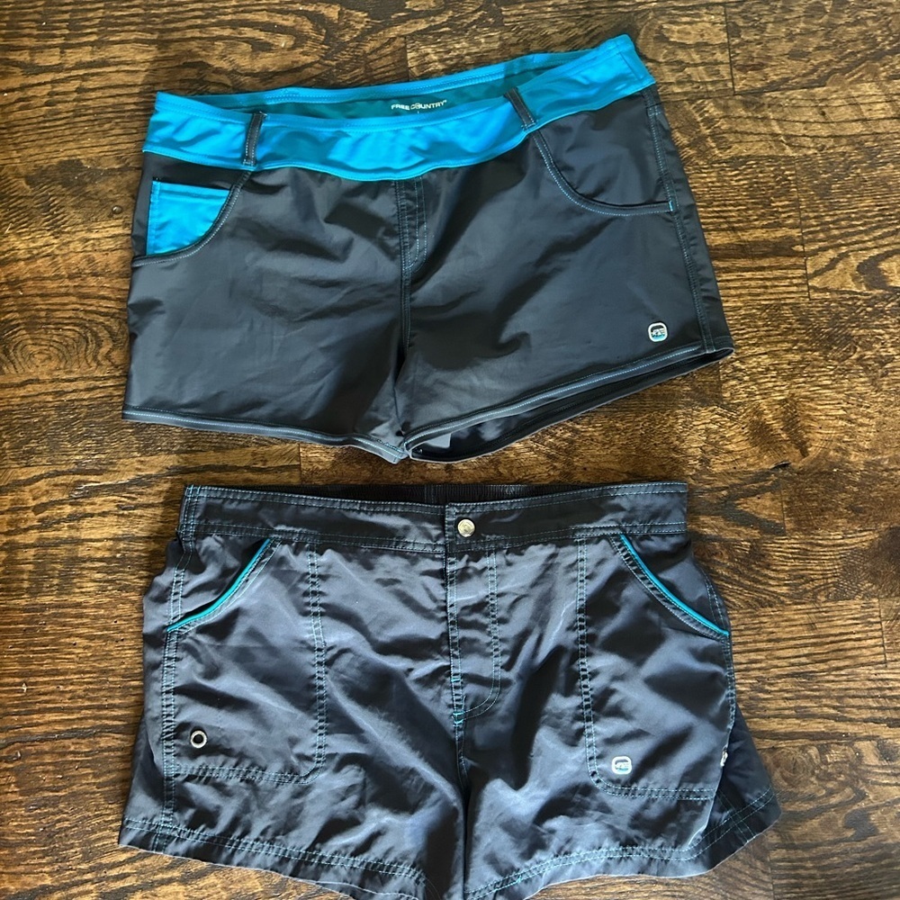 LOT 2 Free Country Swim Shorts Bottoms Gray Blue Size L (12/14)